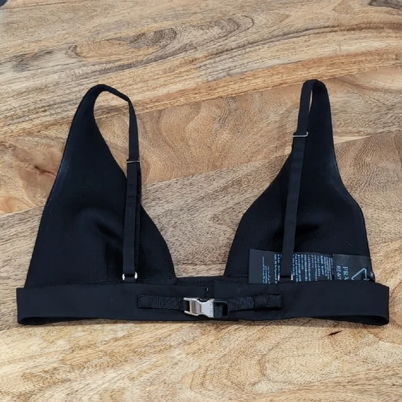 Prada Black Triangle Re-Nylon Satin Bra Top 0 IT 36 - Picture 5 of 6